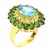 Image 2 : Natural Swiss Blue Topaz Chrome Diopside Ring