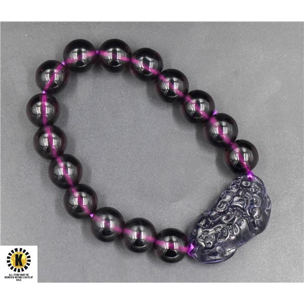 #135- PURPLE  OBSIDIAN 12MM /8" BRACELET