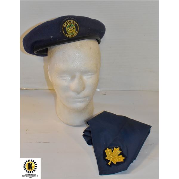 BOX W/ SCOUTS CANADA BERET & HANKEY