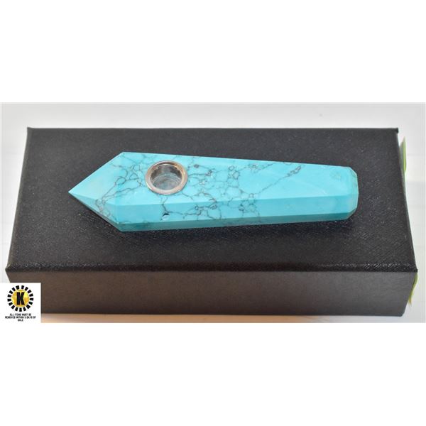 NEW ARTIFICIAL BLUE TURQUOISE STONE PIPE