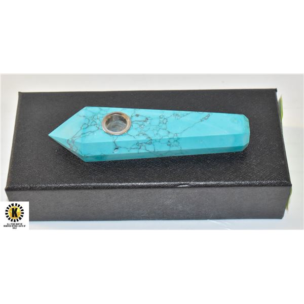 NEW ARTIFICIAL BLUE TURQUOISE STONE PIPE