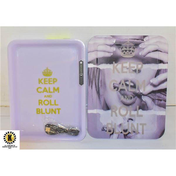 NEW LED  KEEP CALM & ROLL BLUNT  ROLLING TRAY