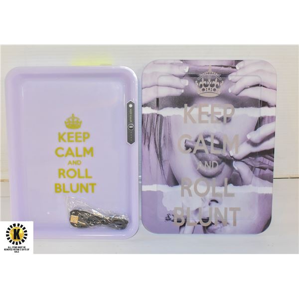 NEW LED "KEEP CALM & ROLL BLUNT" ROLLING TRAY