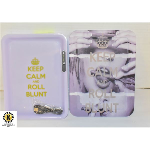 NEW LED "KEEP CALM & ROLL BLUNT" ROLLING TRAY