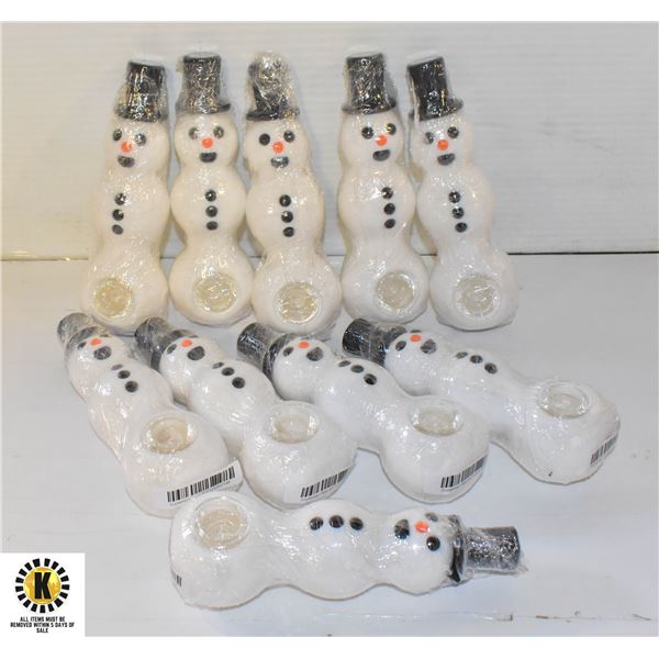 BUNDLE OF 10 NEW SILICONE SNOWMAN PIPES WITH