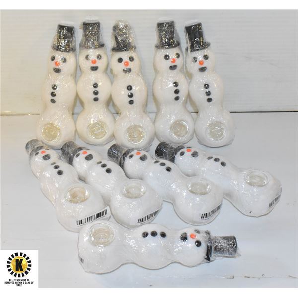 BUNDLE OF 10 NEW SILICONE SNOWMAN PIPES WITH