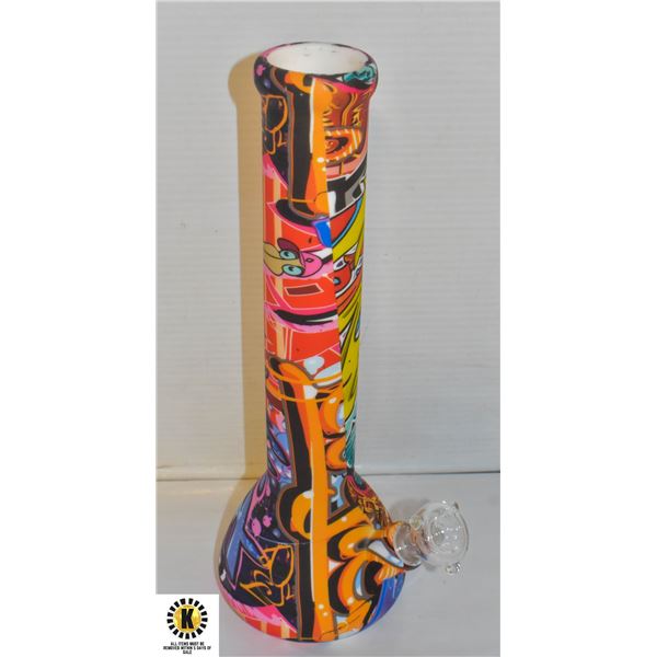 NEW SILICONE 14  TALL GRAFFITI STYLE BEAKER BONG