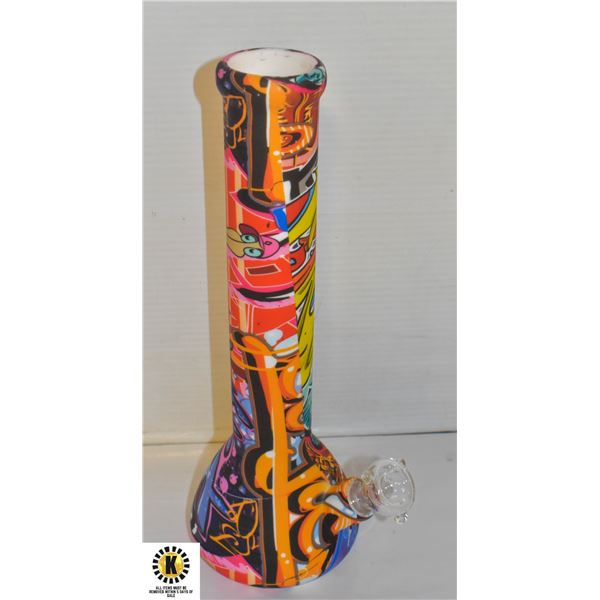 NEW SILICONE 14" TALL GRAFFITI STYLE BEAKER BONG