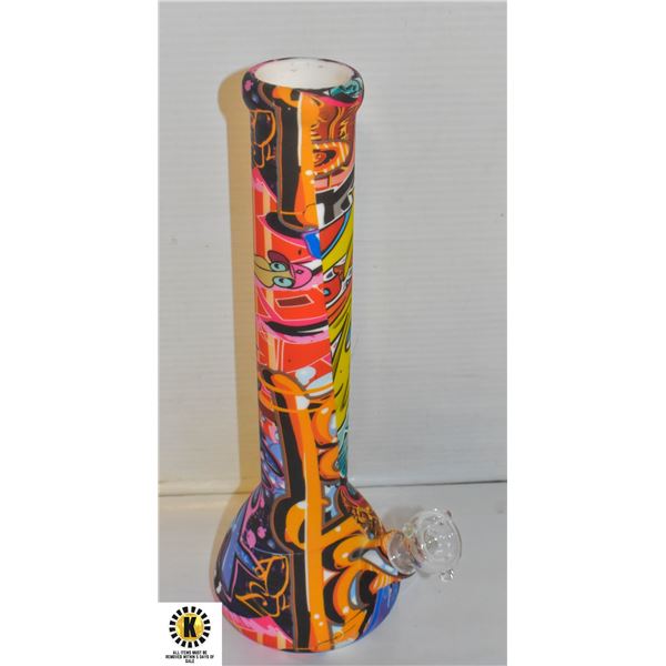 NEW SILICONE 14" TALL GRAFFITI STYLE BEAKER BONG