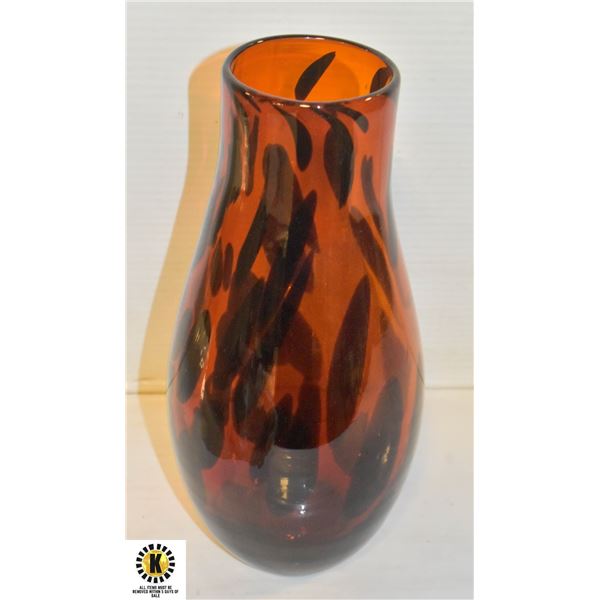 NEW AMBER COLOR ART GLASS VASE