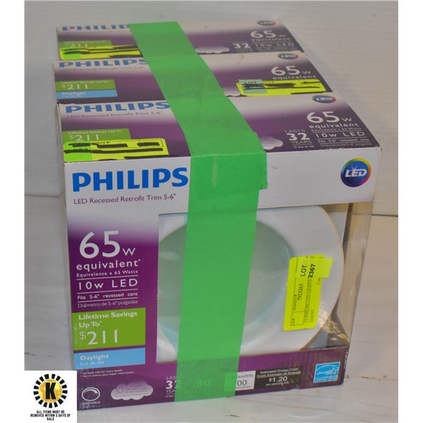 (3) PHILIPS LED LIGHTS TOGETHER 3 COUNT