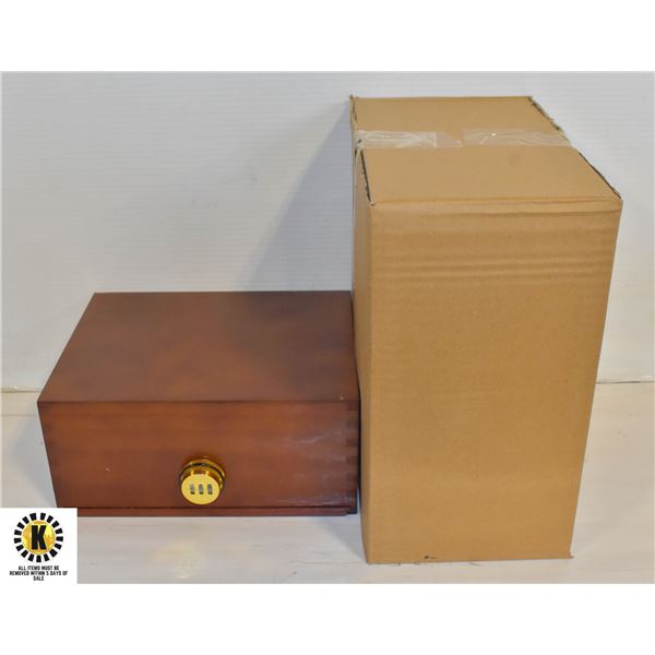 2 NEW WOODEN STASH BOXES WITH INNER TRAY