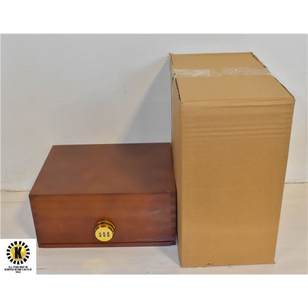 2 NEW WOODEN STASH BOXES WITH INNER TRAY