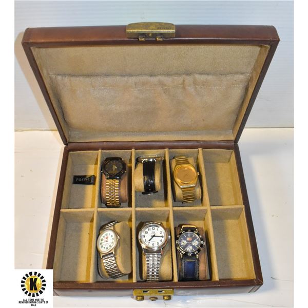 LEATHER FOSSIL WATCH BOX FOR 10 WATCHES