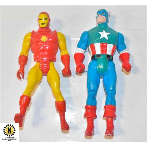 VINTAGE 1984 IRON MAN AND 1990 CAPTAIN AMERICA