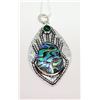 Image 1 : FREE FORM ABALONE PENDANT WITH A GREEN