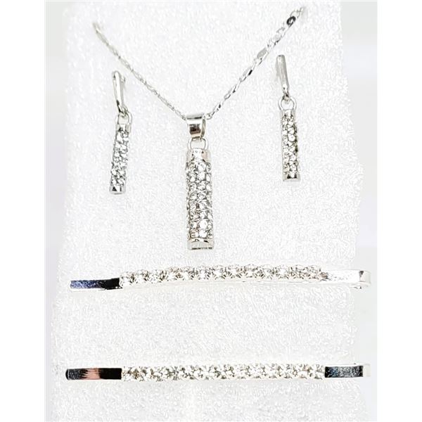 SILVER PLATED DROP EARRINGS AND MATCHING