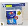 Image 1 : CREW WHITE SOCKS, SIZE 6-12, 6 PACK