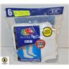 Image 1 : CREW WHITE SOCKS, SIZE 6-12, 6 PACK