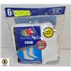 Image 1 : CREW WHITE SOCKS, SIZE 6-12, 6 PACK