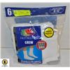 Image 1 : CREW WHITE SOCKS, SIZE 6-12, 6 PACK