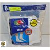 Image 1 : CREW WHITE SOCKS, SIZE 6-12, 6 PACK