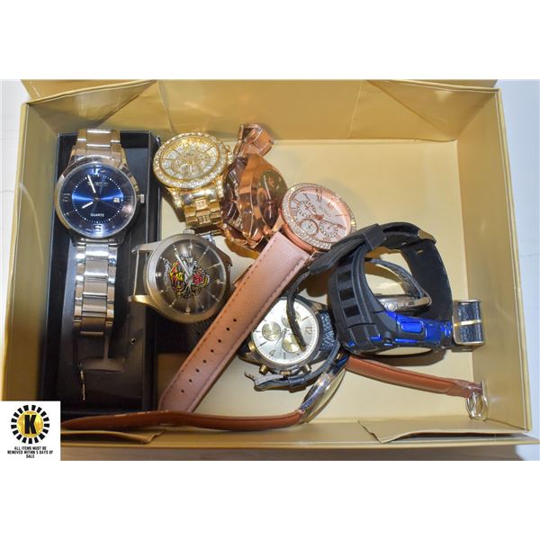 BOX OF LOCKER FIND WATCHES (NEED BATTERIES)