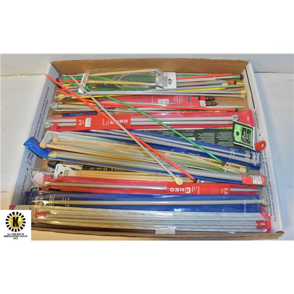 FLAT OF ASSORTED KNITTING NEEDLES