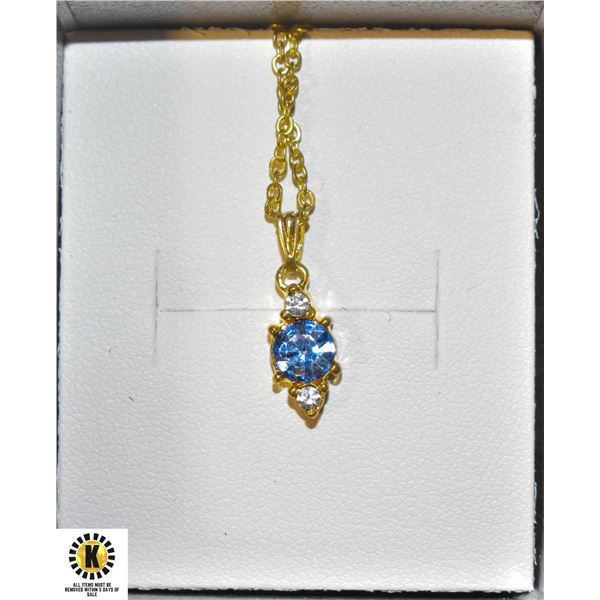 GOLD PLATED NECKLACE W/BLUE STONE