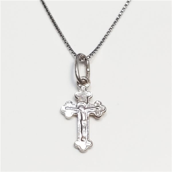 S257-32 SILVER 20" CROSS RHODIUM PLATED NECKLACE