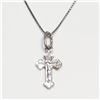 Image 1 : S257-32 SILVER 20" CROSS RHODIUM PLATED NECKLACE