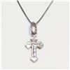 S257-32 SILVER 20" CROSS RHODIUM PLATED NECKLACE