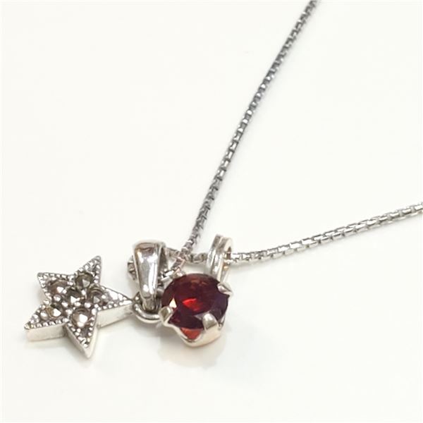 S257-26 SILVER TWO PENDANTS NECKLACE