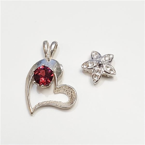 S257-28 SILVER GARNET SET OF TWO PENDANTS