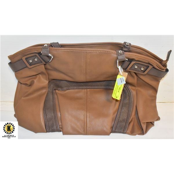 TWO TONE CHOCOLATE BROWN LEATHER SHAGWEAR PURSE