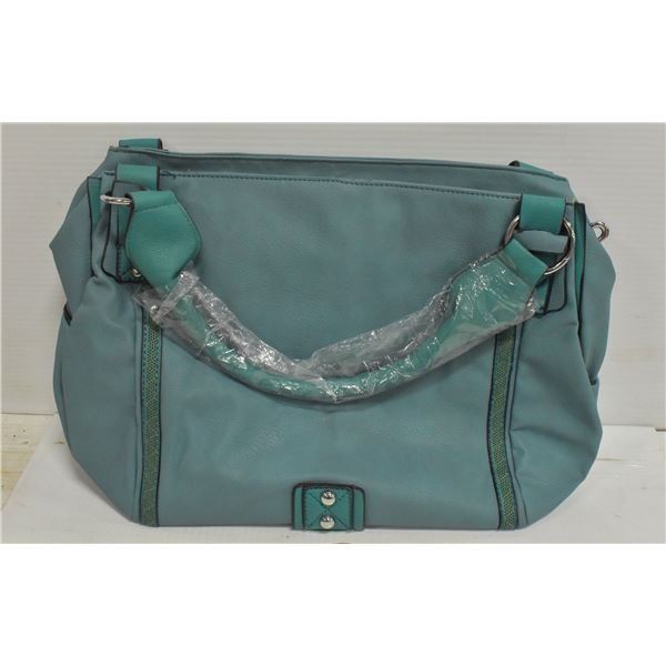 SEA GREEN LEATHER SHAGWEAR OVER THE SHOULDER BAG