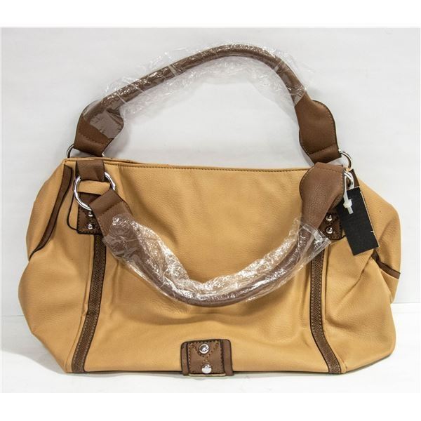 TWO TONE BROWN LEATHER SHAGWEAR PURSE