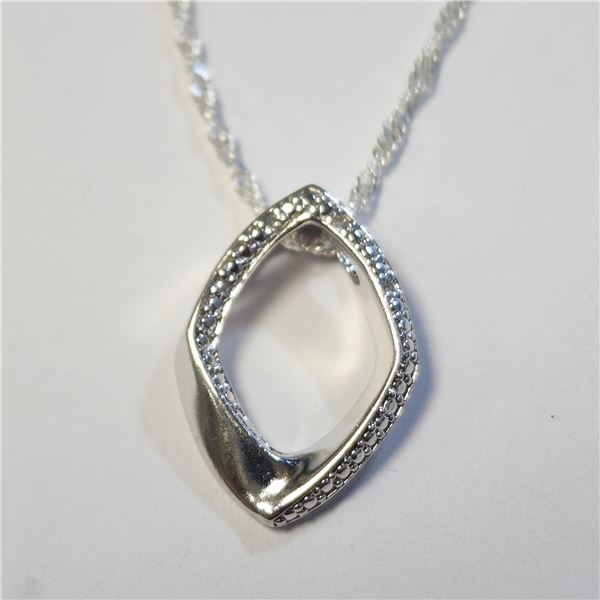 BZ1383-189 SILVER DIAMOND 16  NECKLACE