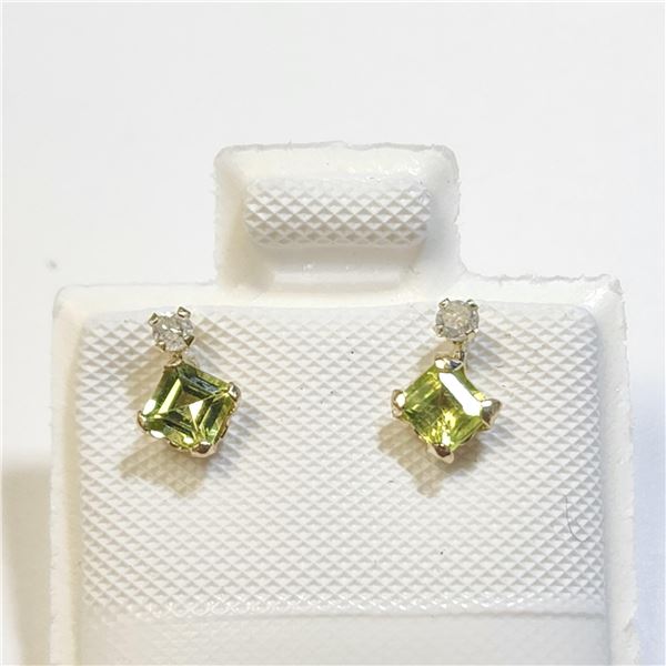 BZ1383-180 10K PERIDOT/DIAMOND EARRINGS