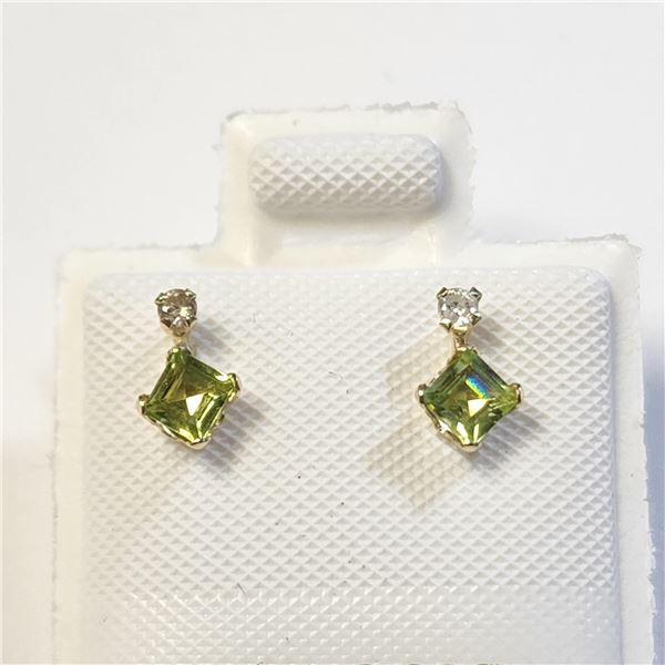 BZ1383-190 10K PERIDOT/DIAMOND EARRINGS