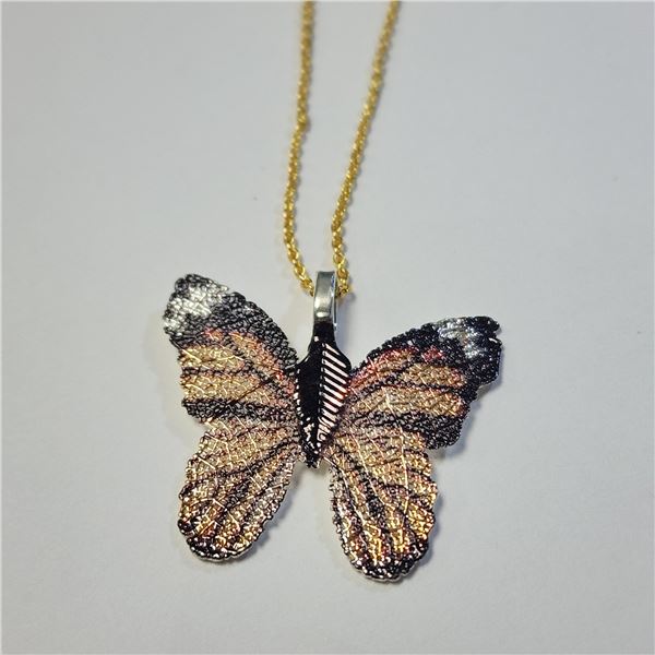 BZ1383-170 BUTTERFLY GOLD PLATED 16  NECKLACE