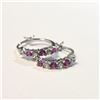 Image 1 : BZ1383-167 SILVER CREATED GEM HOOP EARRINGS