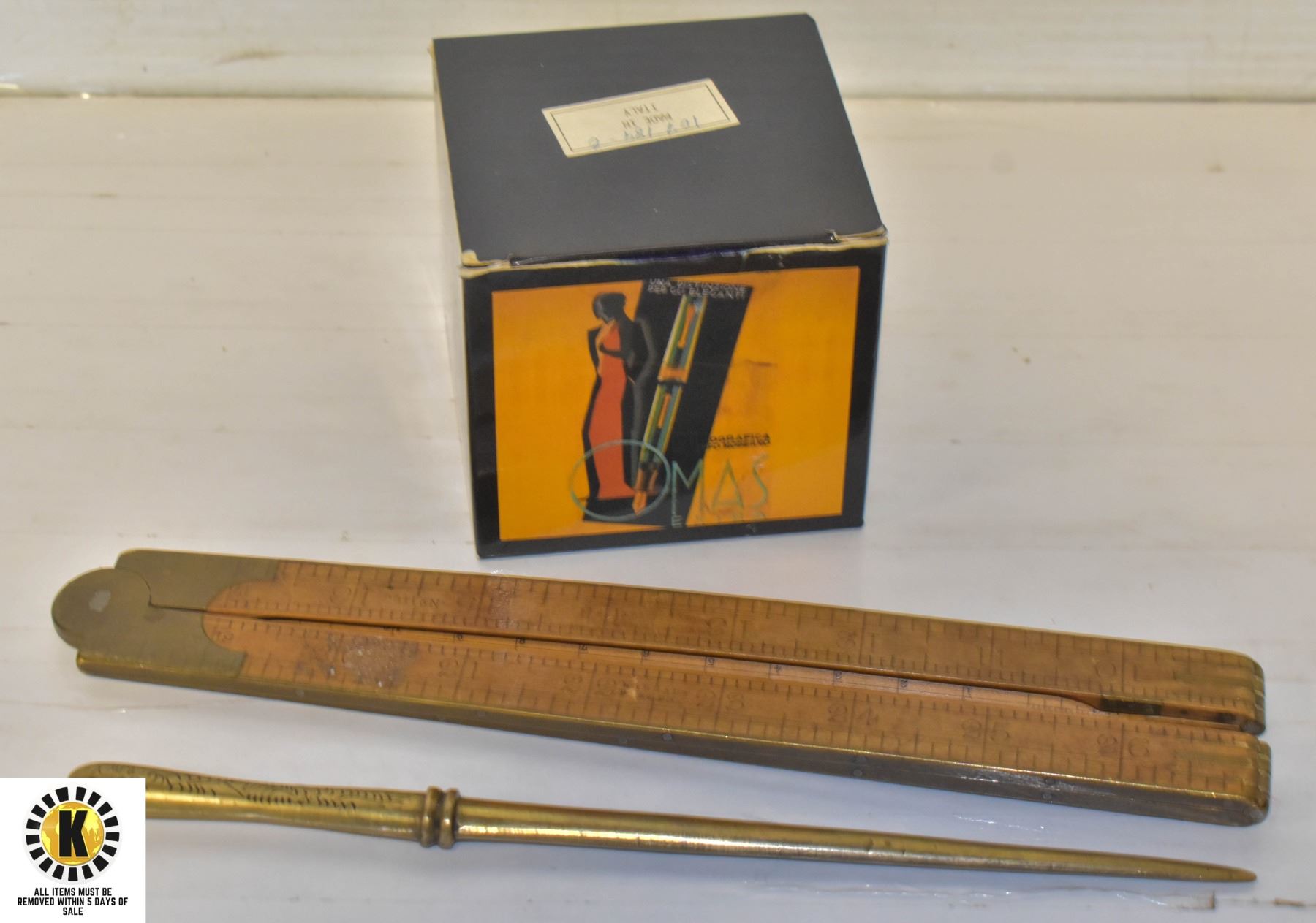 ESTATE FOUNTAIN PEN INK, ANTIQUE RULER, & OLD
