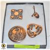 Image 1 : LOT OF 4 METAL COPPER BROOCHES