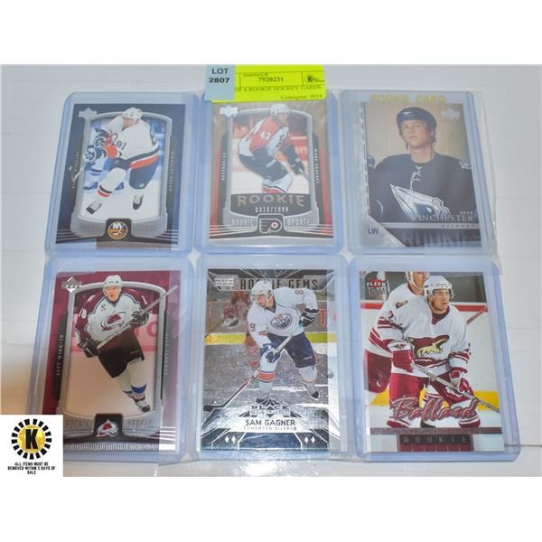 LOT OF 6 ROOKIE HOCKEY CARDS