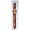 Image 1 : MENS LEATHER GENEVA QUARTZ WATCH BROWN