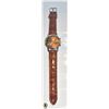 Image 1 : MENS LEATHER GENEVA QUARTZ WATCH BROWN