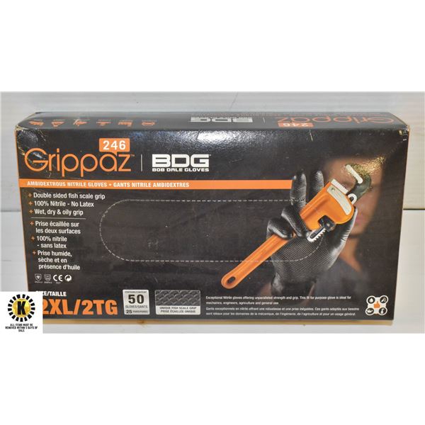 GRIPPAZ BDG DISPOSABLE GLOVES SIZE 2XL 50