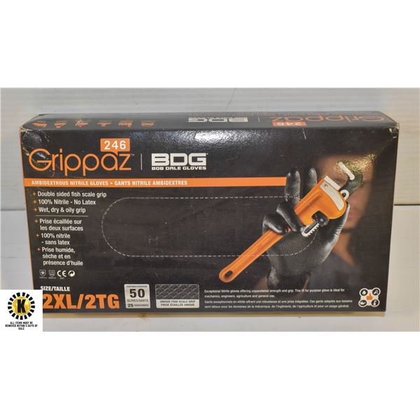 GRIPPAZ BDG DISPOSABLE GLOVES SIZE 2XL 50