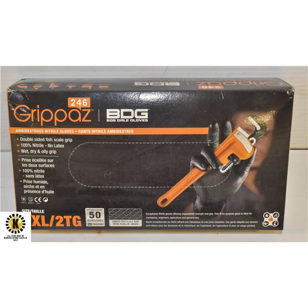 GRIPPAZ BDG DISPOSABLE GLOVES SIZE 2XL 50